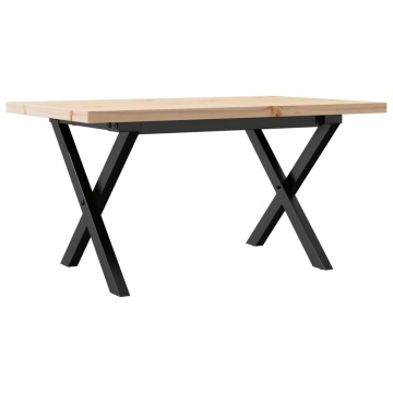 Masă de cafea, cadru X, 80x50x40,5 cm, lemn masiv pin și Oţel - Img 2