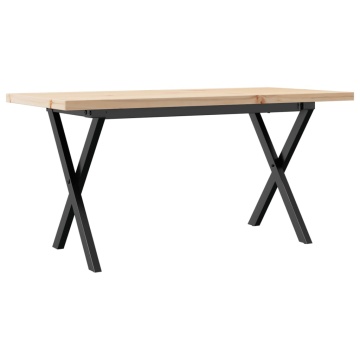Masă de cafea, cadru X, 90x40x45,5 cm, lemn masiv pin și Oţel - Img 2