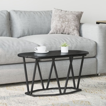 Masă de cafea Negru Stejar 80x40x40,5 cm din lemn și metal - Img 1