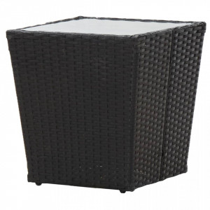 Masă de ceai negru 41,5x41,5x43 cm poliratan sticlă securizată - Img 3