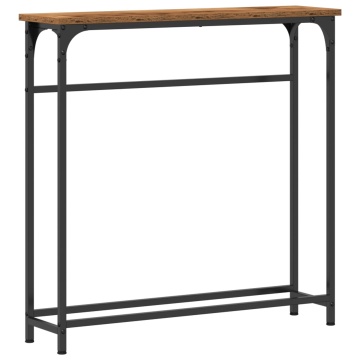 Masă de Consolă Lemn Vechi 75x19,5x75 cm Lemn Stratificat și Oțel - Img 2