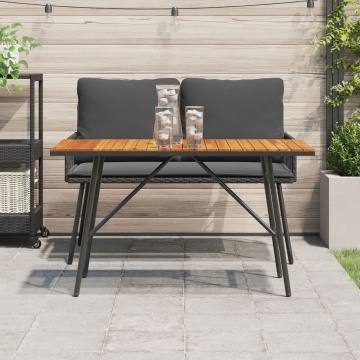 Masă de dining , Neagră, 110x55x62 cm, din lemn masiv de acacia - Img 4