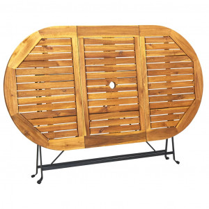 Masă de grădină, 160x85x74 cm, lemn masiv de acacia, oval - Img 4