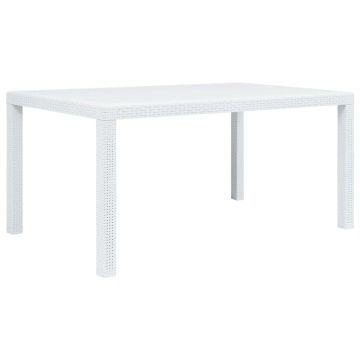 Masă de grădină, alb, 150 x 90 x 72 cm, plastic, aspect ratan - Img 1