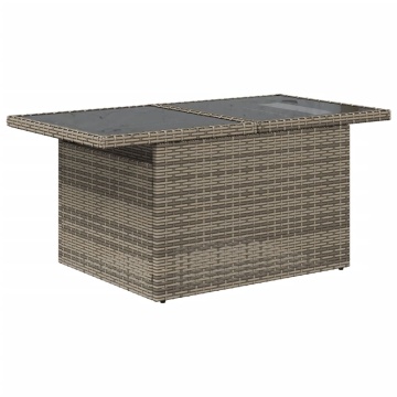 Masă de grădină, blat din sticlă, gri, 100x55x73 cm, poliratan - Img 4