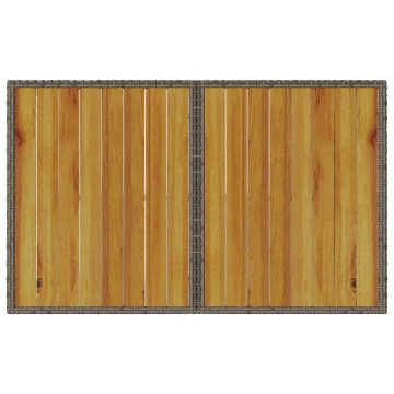 Masă de grădină cu blat din lemn, gri, 110x68x70 cm, poliratan - Img 6