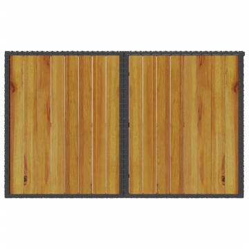 Masă de grădină cu blat din lemn, negru 110x68x70 cm poliratan - Img 6