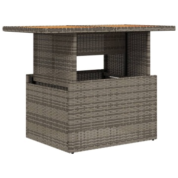 Masă de grădină, gri, 100x55x73 cm, poliratan și lemn de acacia - Img 2
