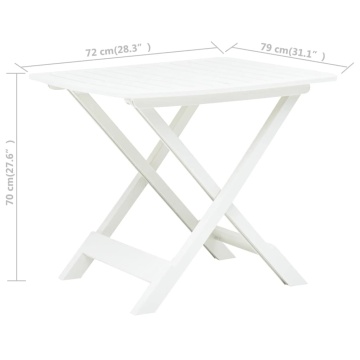 Masă de grădină pliabilă, alb, 79 x 72 x 70 cm, plastic - Img 5