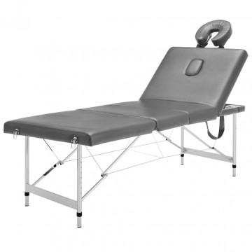 Masă de masaj cu 4 zone, cadru aluminiu, antracit, 186 x 68 cm - Img 3