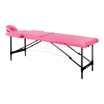 Masa de masaj pliabila confort din aluminiu Activ Fizjo, 2 segmente, aluminiu roz, negru - Img 1