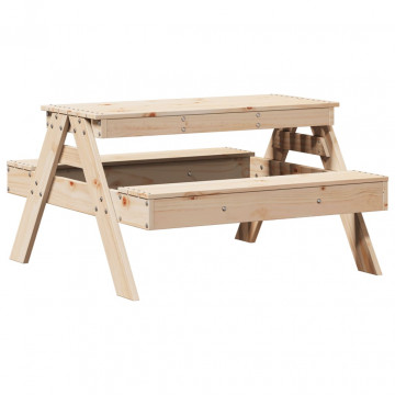 Masă de picnic pentru copii, 88x97x52 cm, lemn masiv de pin - Img 5