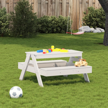 Masă de picnic pentru copii, alb, 88x97x52 cm, lemn masiv pin - Img 3