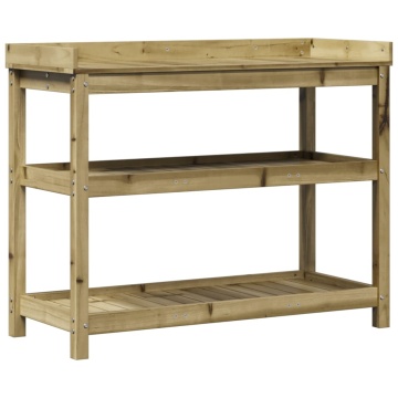 Masă de plantare cu rafturi, 108x45x86,5 cm, lemn pin tratat - Img 2