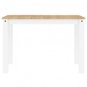 Masă de sufragerie „Panama”, alb, 117x60x75 cm, lemn masiv pin - Img 4