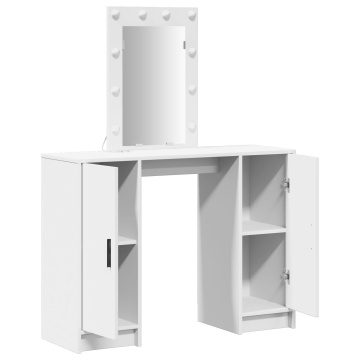 Masă de toaletă cu LED, alb, 102x33x135 cm - Img 3