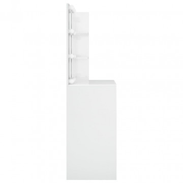Masă de toaletă cu LED, alb extralucios, 74,5x40x141 cm - Img 5