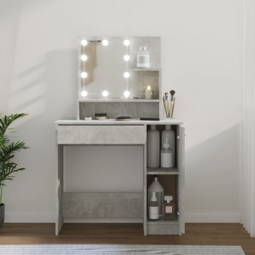 Masă de toaletă cu LED, gri beton, 86,5x35x141 cm - Img 1