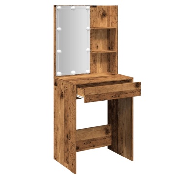 Masă de toaletă cu LED, lemn vechi, 60x40x140 cm - Img 8