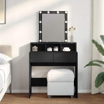 Masă de toaletă cu LED, negru, 80x41x144,5 cm - Img 1