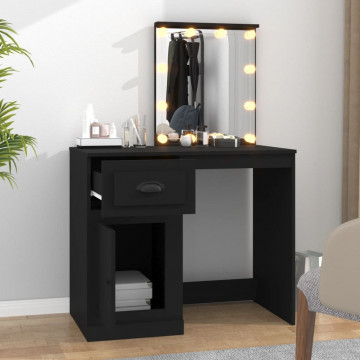 Masă de toaletă cu LED, negru, 90x50x132,5 cm, lemn prelucrat - Img 3