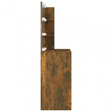 Masă de toaletă cu LED, stejar fumuriu, 74,5x40x141 cm - Img 5