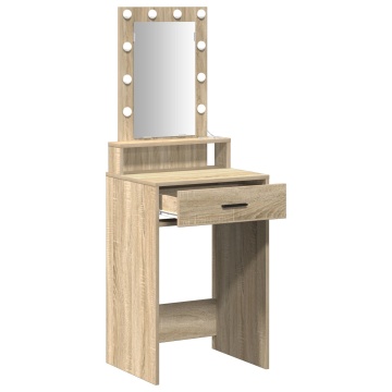 Masă de toaletă cu LED, stejar sonoma, 50x41x140 cm - Img 4