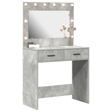 masa de toaletă cu lumini LED gri beton 78,5x41x135 cm - Img 3