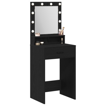 Masa de toaletă cu lumini LED, Stejar Negru, 50x41x135 cm - Img 3