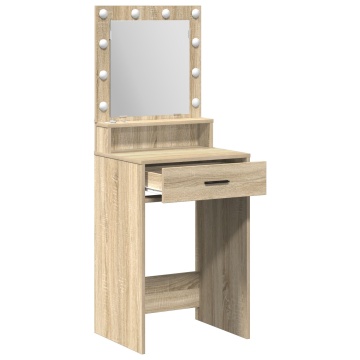 Masă de toaletă cu lumini LED, Stejar Sonoma 50x41x135 cm - Img 4