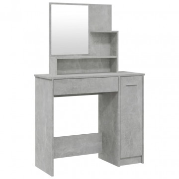 Masă de toaletă cu oglindă, gri beton, 86,5x35x136 cm - Img 2