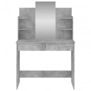 Masă de toaletă cu oglindă, gri beton, 96x39x142 cm - Img 4