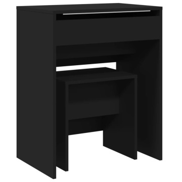 Masă de toaletă și taburet, negru, 60x40x113,5 cm - Img 2