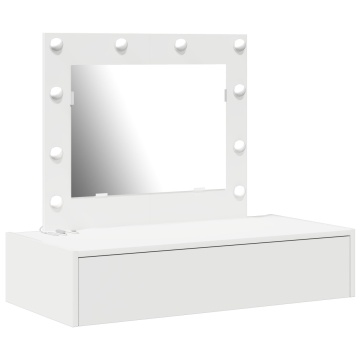 Masă de toaletă suspendată cu lumini LED, albă - Img 2