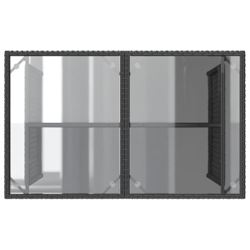 Masă grădină cu blat din sticlă, negru, 110x68x70 cm, poliratan - Img 6