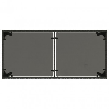 Masă grădină cu blat din sticlă, negru, 115x54x74 cm, poliratan - Img 6