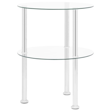 Masă laterală 2 niveluri, transparent, 38 cm, sticlă securizată - Img 1