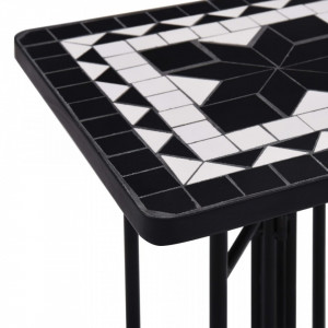 Masă laterală cu mozaic, negru și alb, ceramică - Img 7