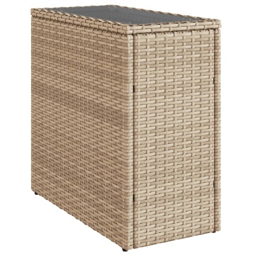 Masă laterală grădină, blat sticlă, bej 58x27,5x55 cm poliratan - Img 6