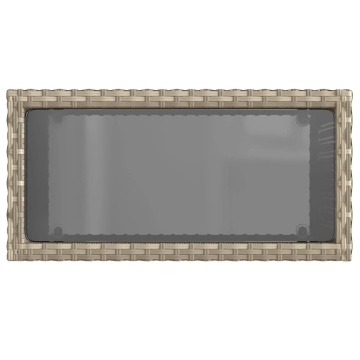 Masă laterală grădină, blat sticlă, gri 58x27,5x55 cm poliratan - Img 7