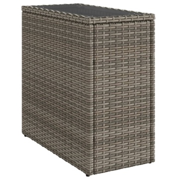 Masă laterală grădină, blat sticlă, gri 58x27,5x55 cm poliratan - Img 2