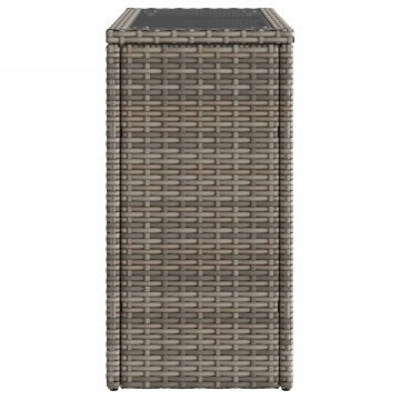 Masă laterală grădină, blat sticlă, gri 58x27,5x55 cm poliratan - Img 5