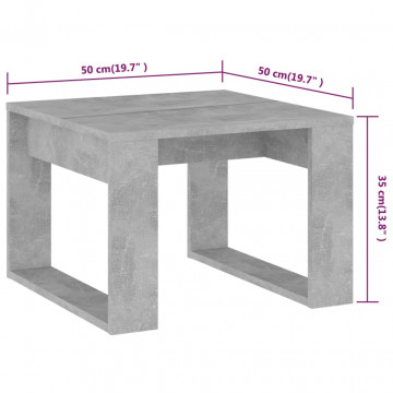 Masă laterală, gri beton, 50x50x35 cm, PAL - Img 6