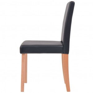 Masă și scaune 7 piese, piele artificială, stejar, negru - Img 7