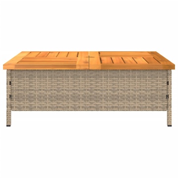 Mască suport umbrelă de soare, bej 70x70x25 cm poliratan/acacia - Img 5