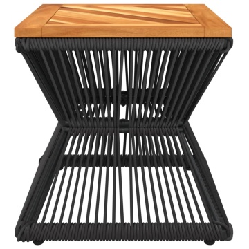 Măsuță cafea bază din sârmă negru 38x38x38 cm lemn masiv acacia - Img 8