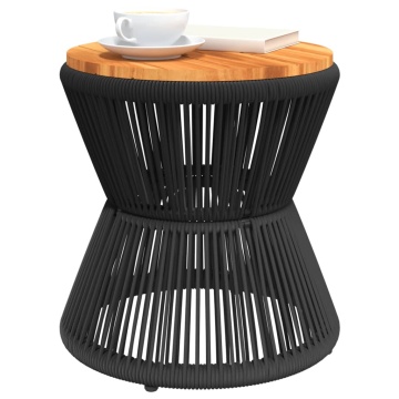 Măsuță cafea bază din sârmă negru Ø 45x44 cm, lemn masiv acacia - Img 4