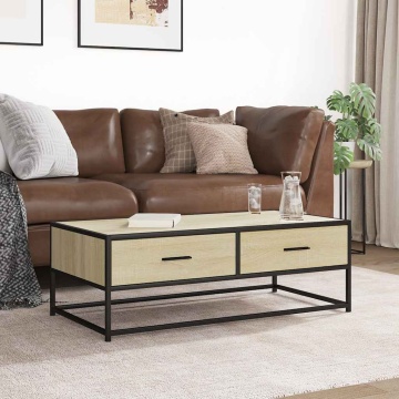 Măsuță cafea stejar sonoma 100x50x35 cm lemn prelucrat și metal - Img 3