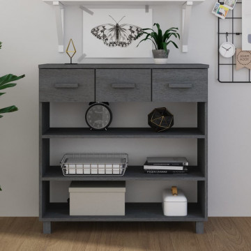 Măsuţă consolă, gri închis, 90x35x90 cm, lemn masiv de pin - Img 1