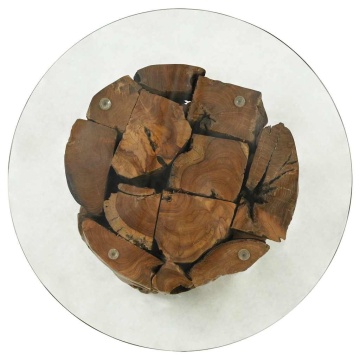 Măsuță de cafea, 60 cm, lemn masiv de tec erodat - Img 8